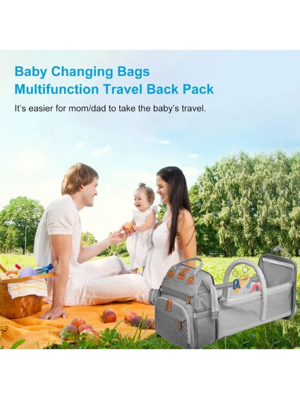 Stylish Waterproof Diaper Bag Backpack with Changing Station, USB Port